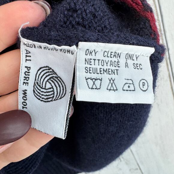 VTG JH Collectibles Blue Wool Fair Isle Beaded Button-Up Sweater Vest Size Large - Picture 6 of 13